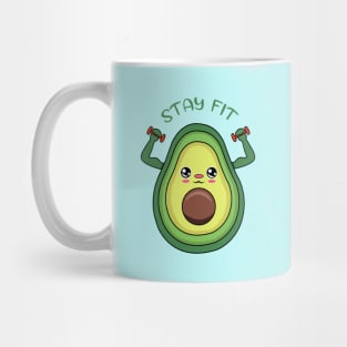 Stay Fit, cute avocado lifting weights Mug